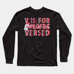 V Is For Versed Pacu Crna Nurse Funny Valentines Day Leopard Long Sleeve T-Shirt